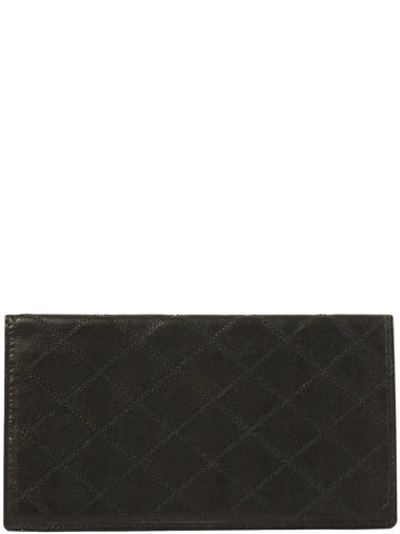 Top Quality Chanel Around 1990 Made Bicolore Stitch Long Wallet Black