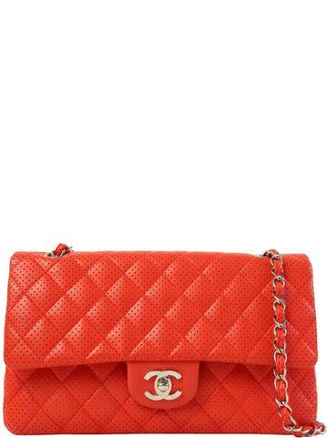 Top Quality Chanel Around 2007 Made Punching Leather Turn-Lock Chain Shoulder Bag Red