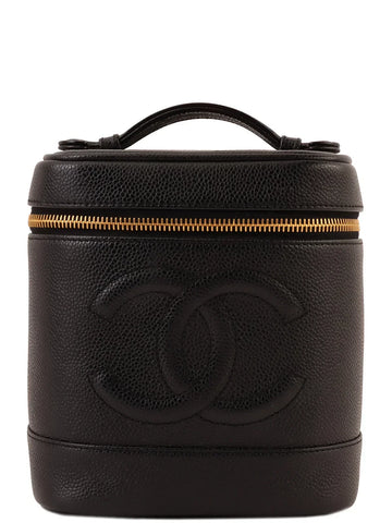 Top Quality Chanel Around 2000 Made Caviar Skin Cc Mark Stitch Vanity Black