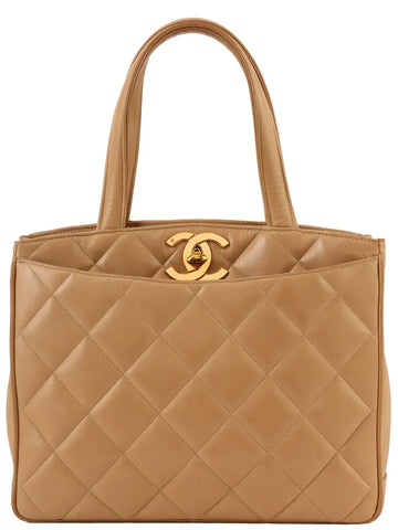 Top Quality Chanel Around 1995 Made Turn-Lock Tote Bag Beige