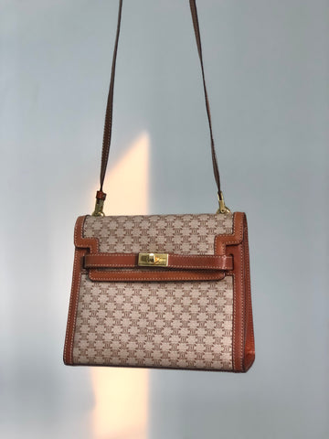CELINE Macadam Turn lock Crossbody Shoulder bag Beige New 1:1 Old CELINE pm76z3