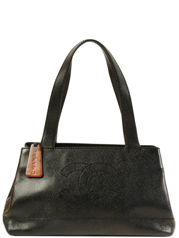 Top Quality Chanel Around 2001 Made Caviar Skin Cc Mark Stitch Shoulder Bag Black