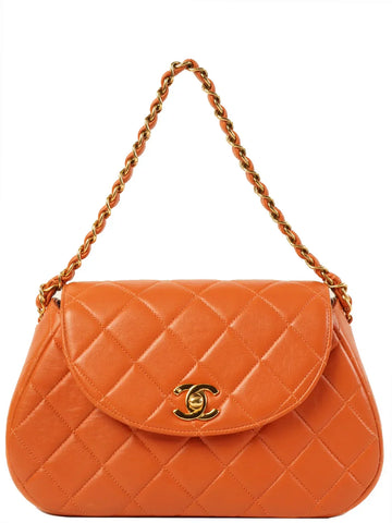 Top Quality Chanel Around 1997 Made Turn-Lock Top Handle Bag Orange