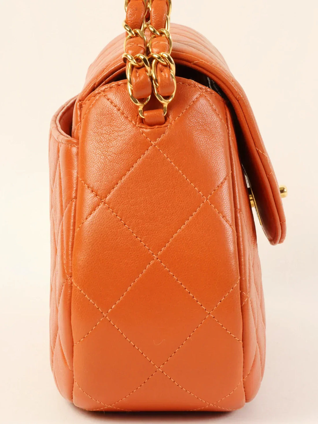 Top Quality Chanel Around 1997 Made Turn-Lock Top Handle Bag Orange