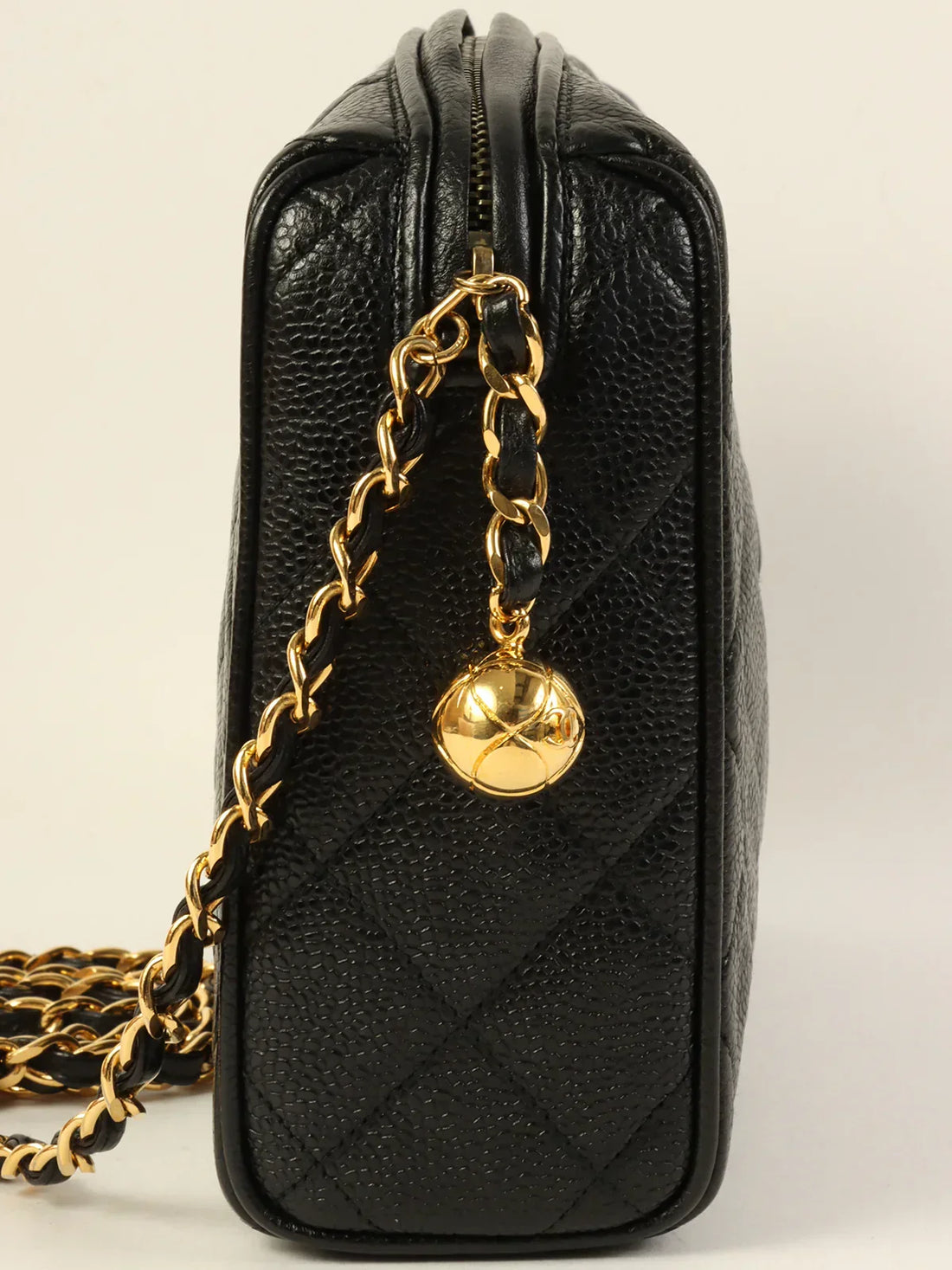Top Quality Chanel Around 1992 Made Caviar Skin Cc Mark Stitch Chain Shoulder Bag Black