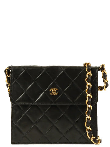 Top Quality Chanel Around 1985~1990 Made Mini Cc Mark Plate Mini Chain Bag Black
