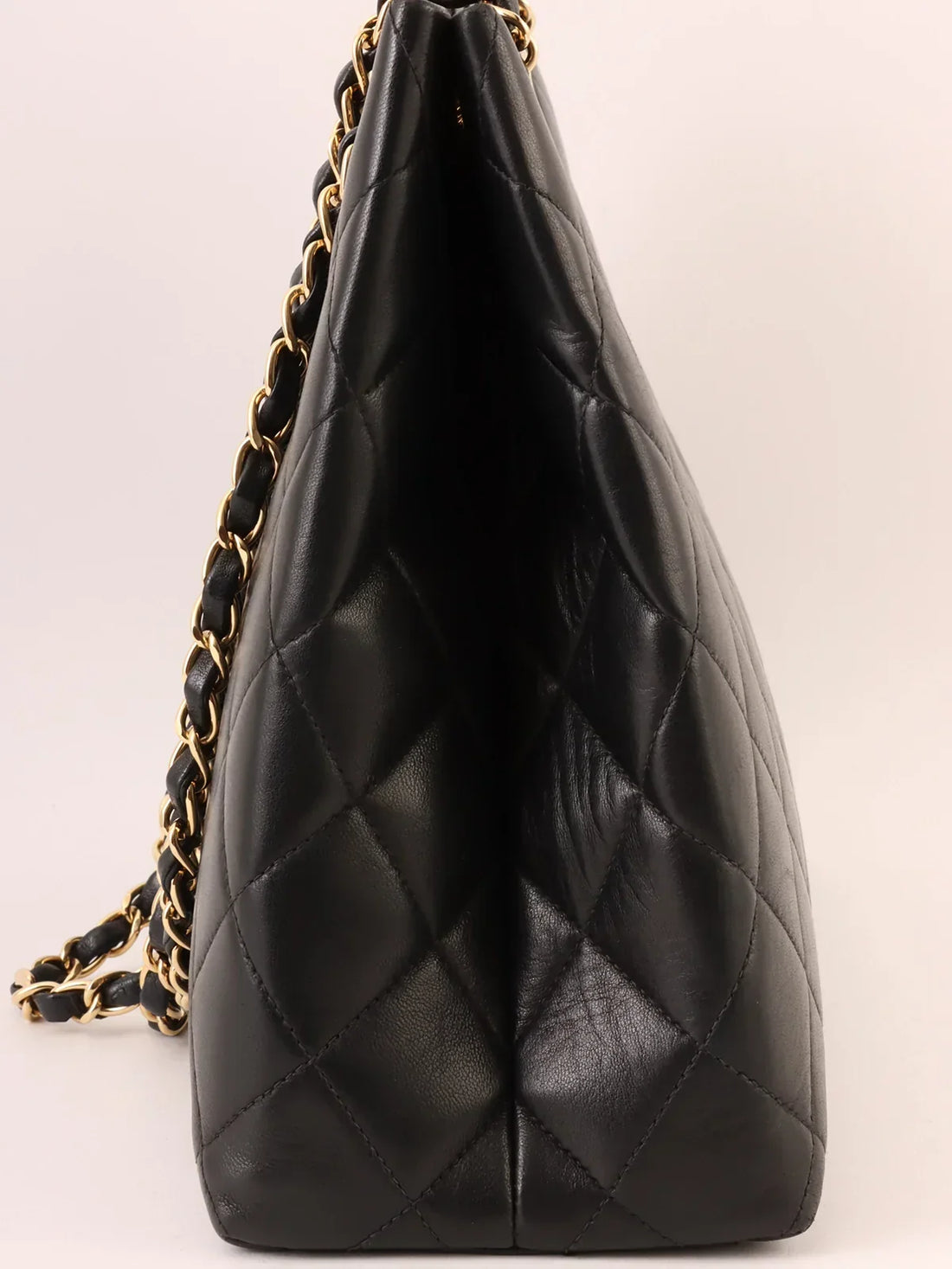 Top Quality Chanel Around 1998 Made Cc Mark Plate Chain Tote Bag Black