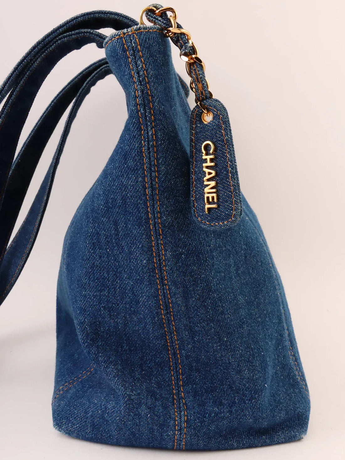 Top Quality Chanel Around 1997 Made Denim Cc Mark Stitch Tote Bag Indigo