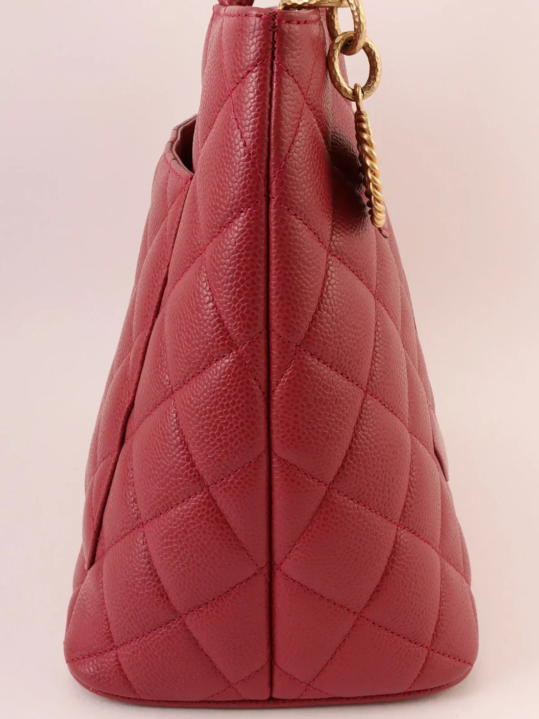 Top Quality Chanel Around 2000 Made Caivar Skin Cc Mark Stitch Revival Tote Bag Red