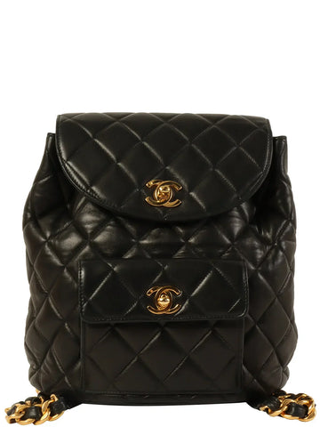 Top Quality Chanel Around 1997 Made Double Turn-Lock Backpack Black