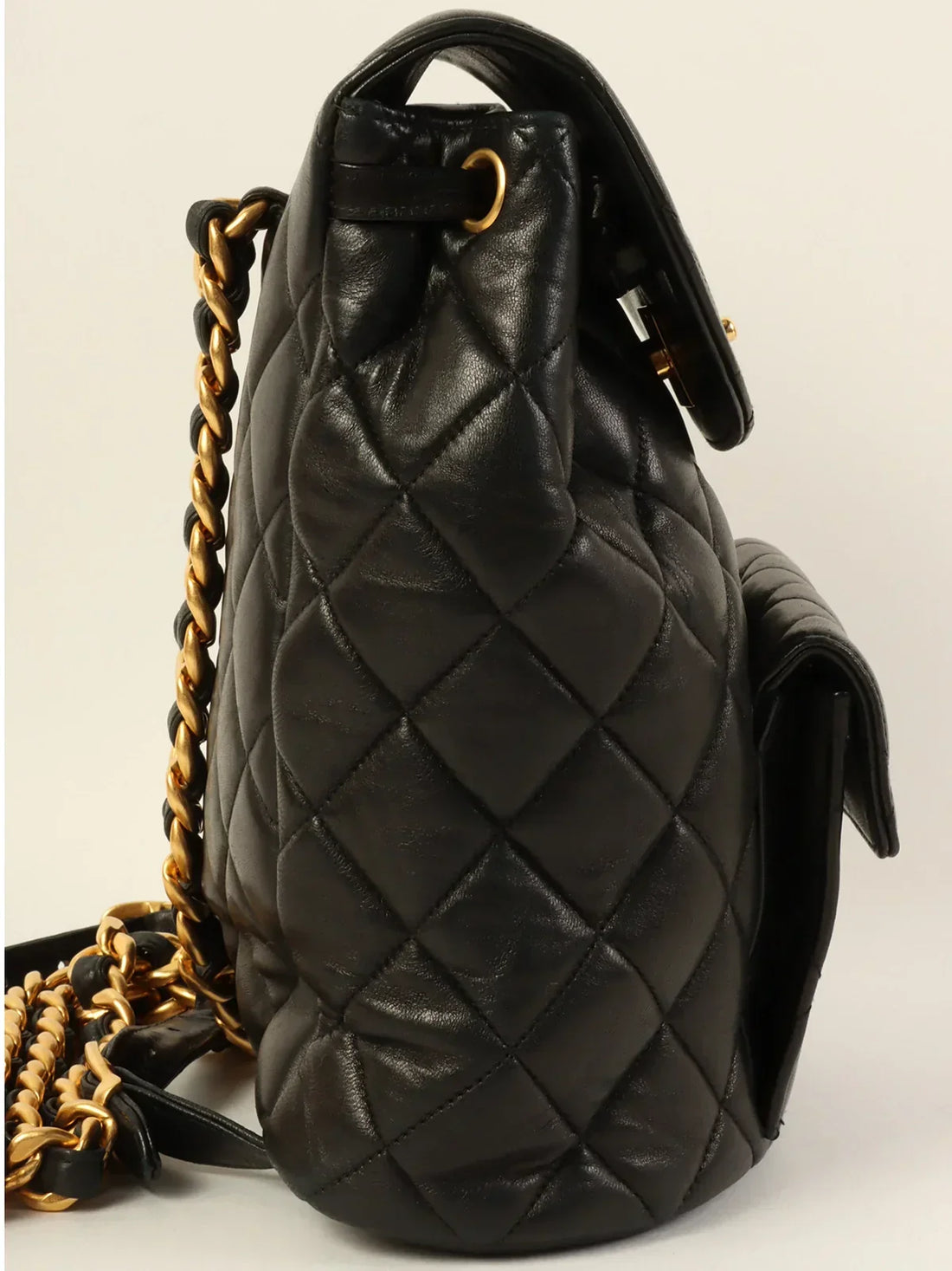 Top Quality Chanel Around 1997 Made Double Turn-Lock Backpack Black