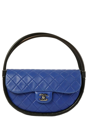 Top Quality Chanel Around 2014 Made Hula Hoop Top Handle Bag Blue/Black