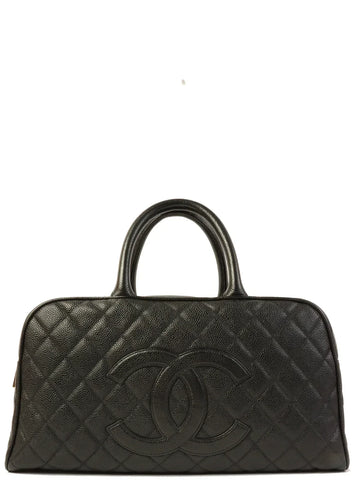 Top Quality Chanel Around 2003 Made Caviar Skin Cc Mark Stitch Boston Bag Black
