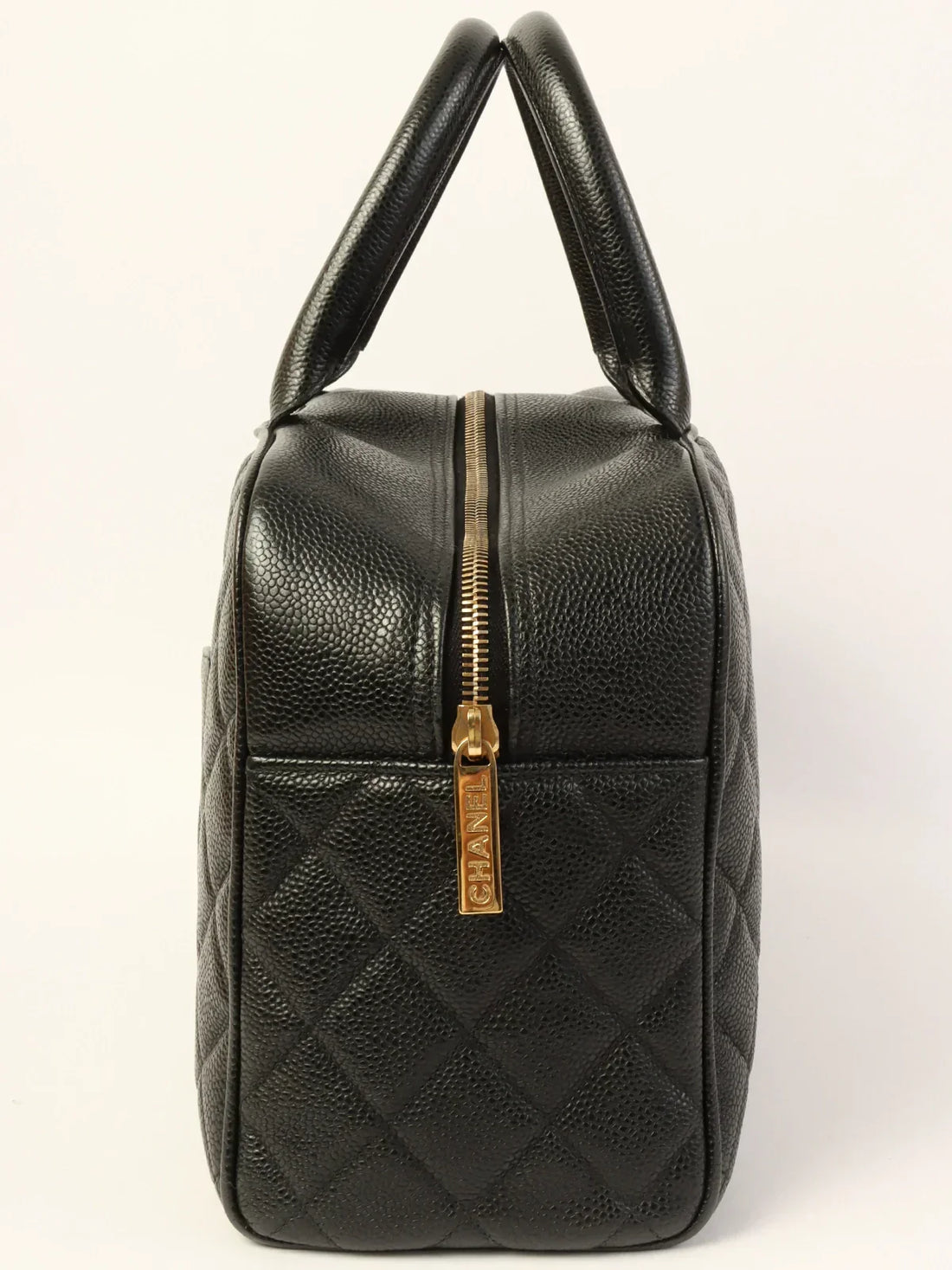 Top Quality Chanel Around 2003 Made Caviar Skin Cc Mark Stitch Boston Bag Black