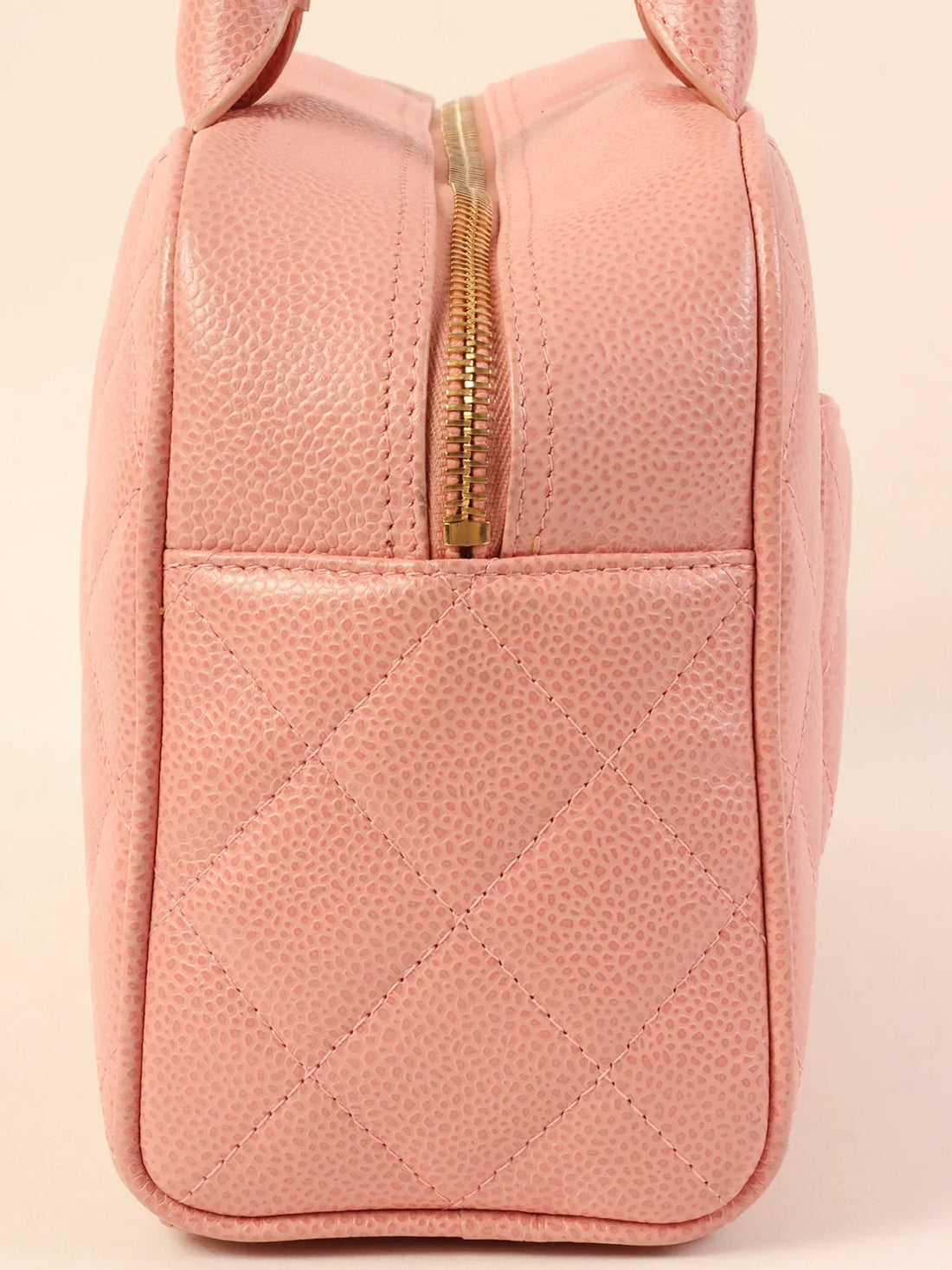 Top Quality Chanel Around 2003 Made Caviar Skin Cc Mark Mini Boston Bag Pink