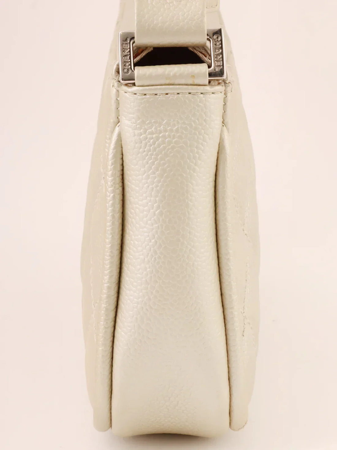 Top Quality Chanel Around 2005 Made Cc Mark Stitch Shoulder Bag Champagne Gold