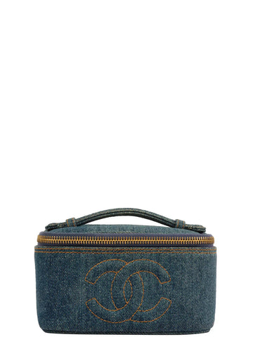 Top Quality Chanel Around 1997 Made Denim Cc Mark Stitch Vanity Indigo