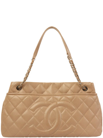 Top Quality Chanel Around 2014 Made Caviar Skin Cc Mark Stitch Chain Tote Bag Beige