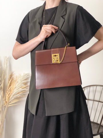 CELINE Gancini Chain Handbag Brown New 1:1 7ffusp