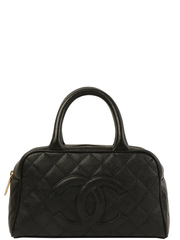 Top Quality Chanel Around 1998 Made Caviar Skin Cc Mark Stitch Boston Bag Black