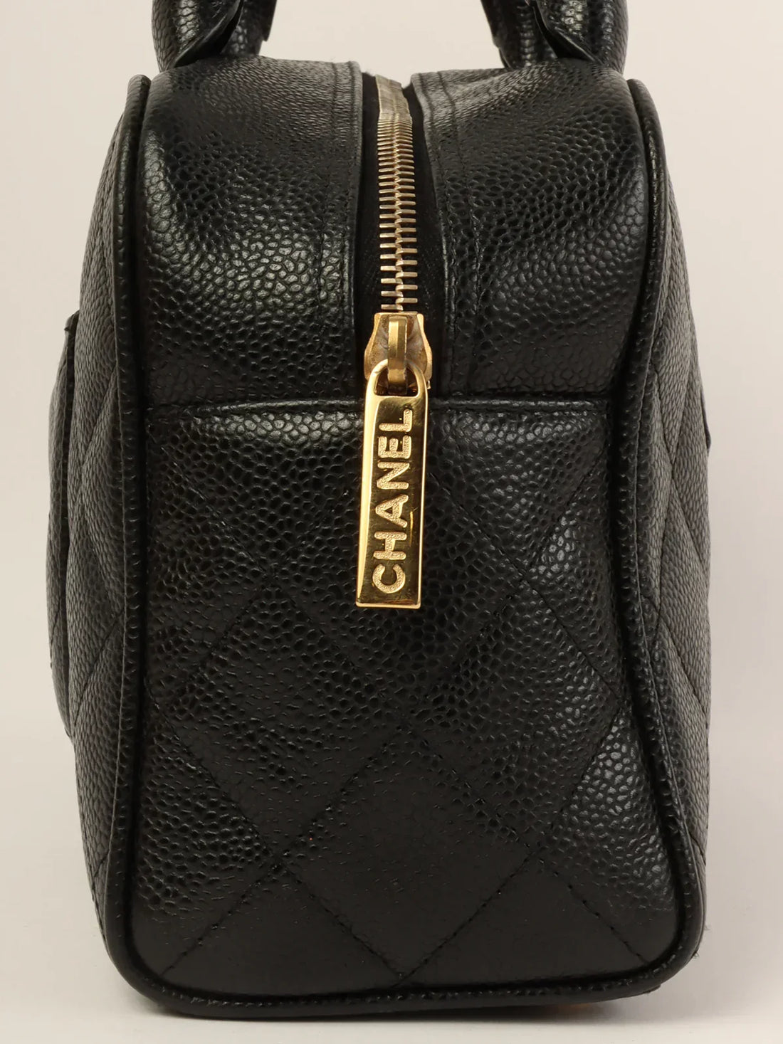 Top Quality Chanel Around 1998 Made Caviar Skin Cc Mark Stitch Boston Bag Black