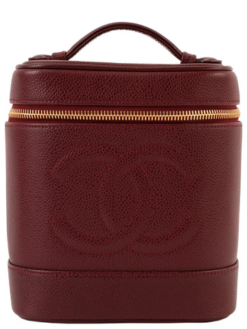 Top Quality Chanel Around 1997 Made Caviar Skin Cc Mark Stitch Vanity Bordeaux