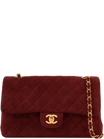 Top Quality Chanel Around 1997 Made Suede Classic New Chain Bag 25Cm Bordeaux