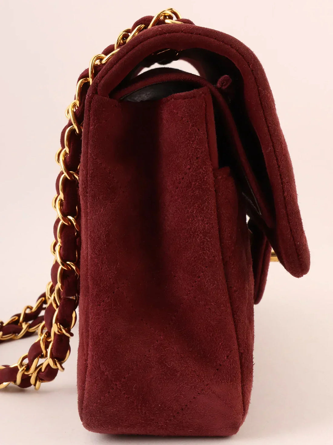 Top Quality Chanel Around 1997 Made Suede Classic New Chain Bag 25Cm Bordeaux