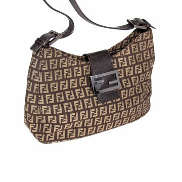 Fendi Leather Trimmed Zucca Baguette