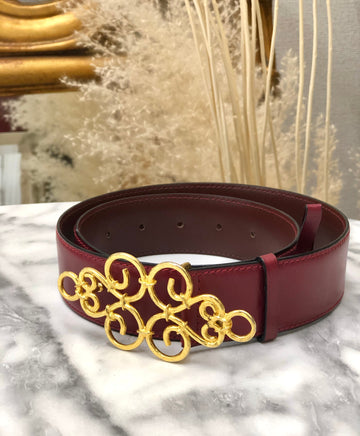 CELINE antique motif leather belt red New 1:1 old celine 6ncg4u