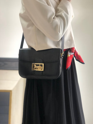 CELINE Horse Carriage Crossbody Shoulder bag Black New 1:1 mimnwz