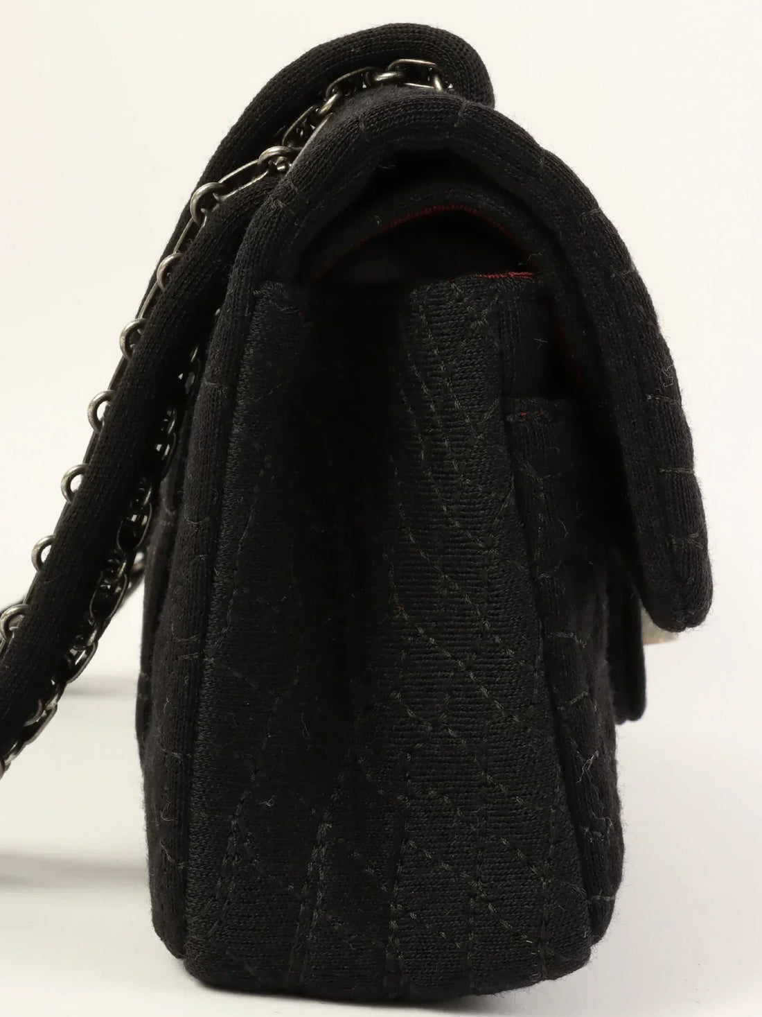 Top Quality Chanel Around 2007 Nmade Cotton Crocodile Stitch 2.55 Chain Shoulder Bag Black
