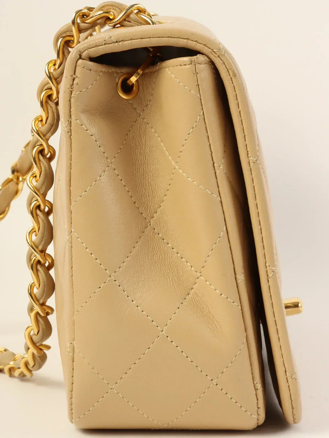 Top Quality Chanel Around 1990 Made Full New Chain Bag 23Cm Beige