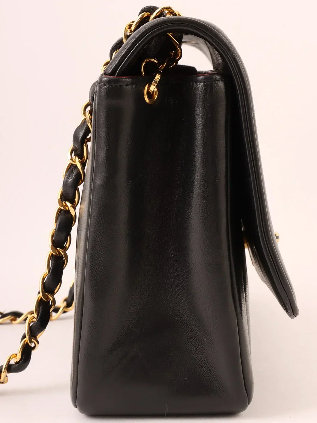 Top Quality Chanel Around 1995 Made Mademoiselle Stitch Turn-Lock Chain Bag Black