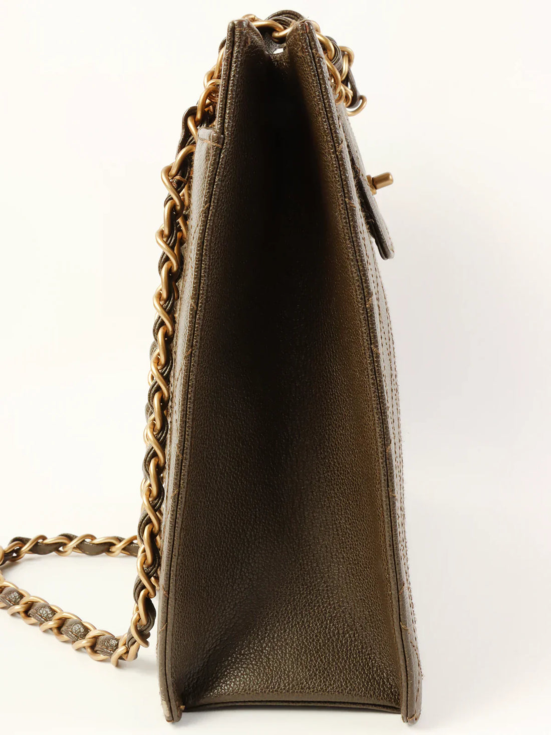 Top Quality Chanel Around 1998 Made Caviar Skin Turn-Lock Tote Bag Brown