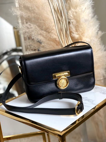 CELINE Medal motif Leather Crossbody Shoulder bag Black New 1:1 Old Celine 3sn772