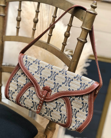 CELINE Triomphe pattern Hobobag Handbag Beige New 1:1 Old CELINE gctpmy