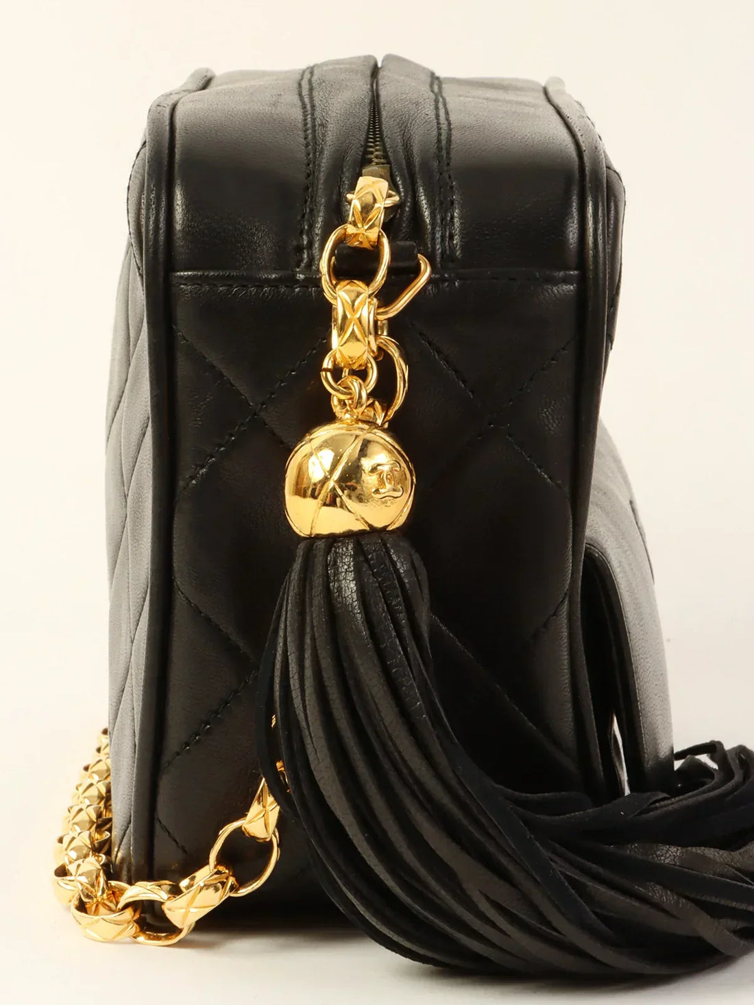 Top Quality Chanel Around 1990 Made Cc Mark Stitch Tassel Bijoux Chain Bag Black