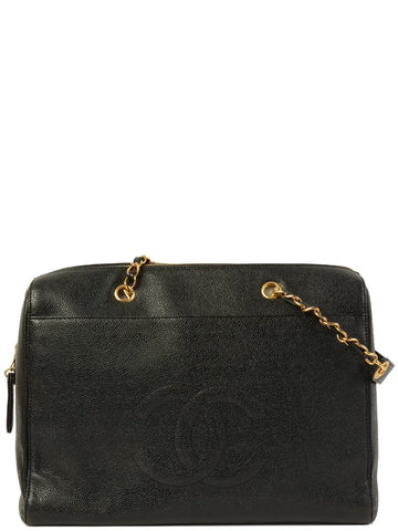 Top Quality Chanel Around 1998 Made Caviar Skin Cc Mark Stitch Chain Tote Bag Black