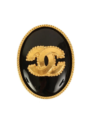 Top Quality Chanel 1996 Made Oval Cc Mark Brooch Black/Gold