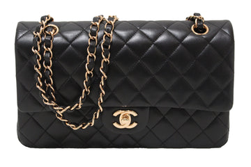 Top Quality Chanel Classic Black Quilted Lambskin Leather Classic Medium Double Flap Bag