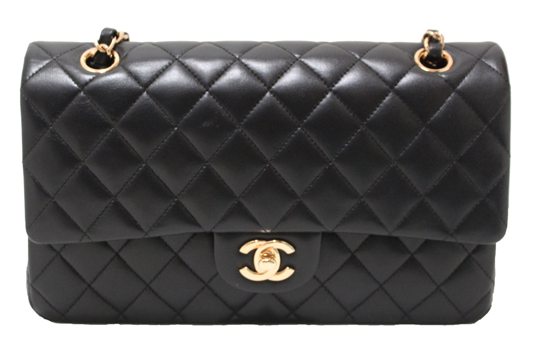 Top Quality Chanel Classic Black Quilted Lambskin Leather Classic Medium Double Flap Bag