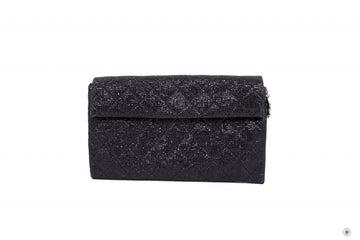 Top Quality Chanel Quilted Lurex Fabric With Woven Chain And CC Logo  Black  Fabric Shoulder Bags Bkhw