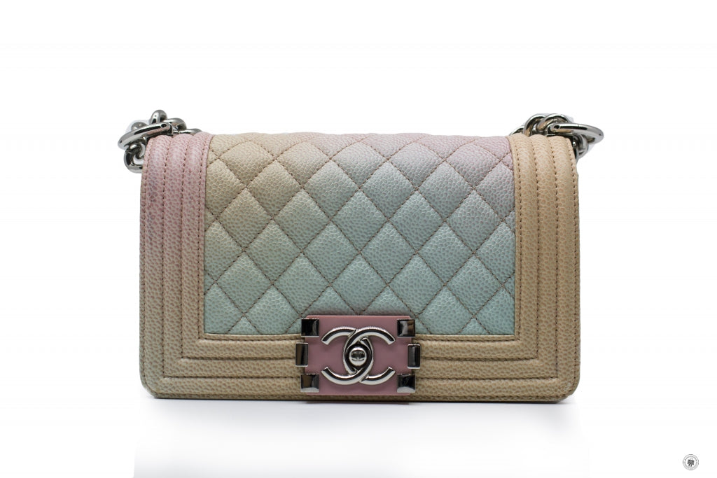 Top Quality Chanel Limited Edition Rainbow Small Boy Bag Rainbow Caviar Shoulder Bags Shw