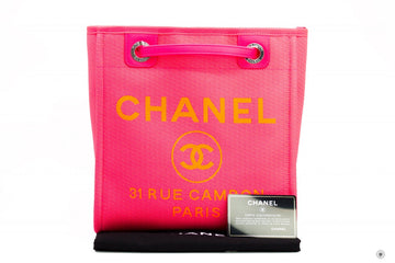 Top Quality Chanel A66939B05492 Deauville Shopping Tote Neo Pink / NC270 Fabric Shoulder Bags Shw