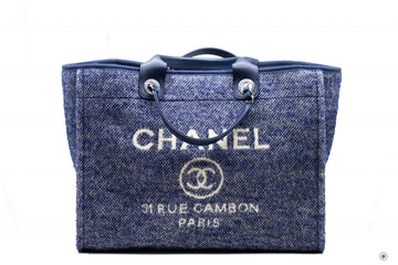 Top Quality Chanel A69941 B06387 NE267 Deauville Shopping Tote Mixed Fibers Fabric Tote B Blue / NE267 Fabric Tote Bag Shw