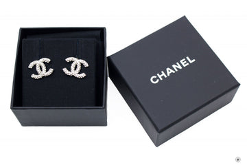 Top Quality Chanel A58327 Y02003 CC Logo With Crystals  Silver / Z5777 Metal 1.5X1CM Earrings Shw