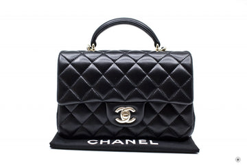 Top Quality Chanel AS2431B06660 Mini Flap Bag With Top Handle Black / 94305 Lambskin Shoulder Bags Ghw