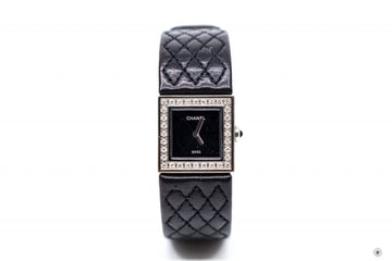 Top Quality Chanel Boy-friend Acier Etanche 30M Quartz With Diamonds Black Leather Circumference  15CM Watches Shw
