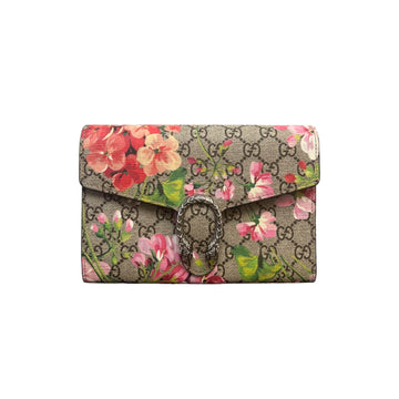 Gucci Dionysus Chain Wallet Mini GG Supreme Monogram Blooms Beige Multicolor